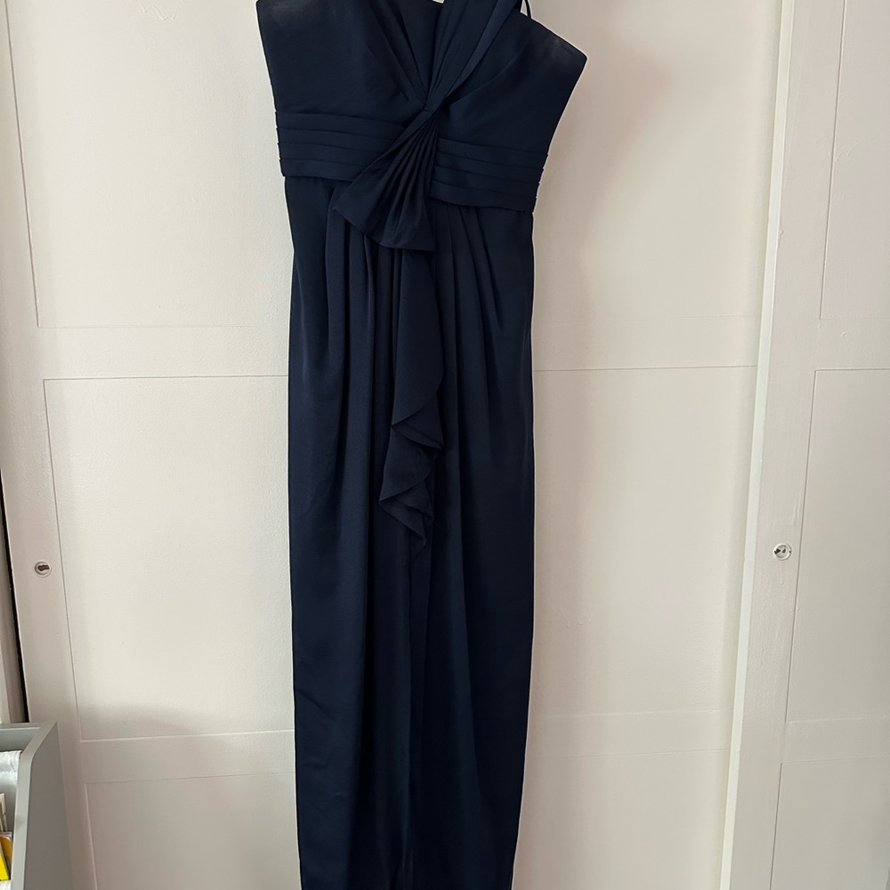 BCBG Max Azria Navy Blue Satin Evening Gown